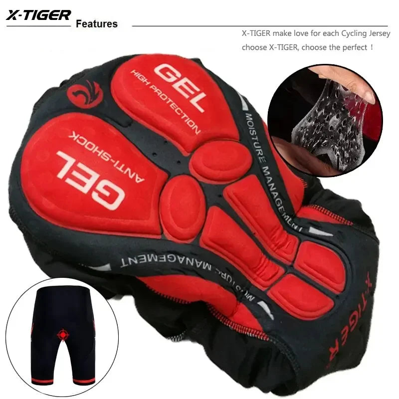 X-TIGER Cycling Shorts Men Gel Pad Bicycle Clothes MTB Road Bike Pants Anti-slip Leg Grips Bike Shorts Summer Outfit Clothes