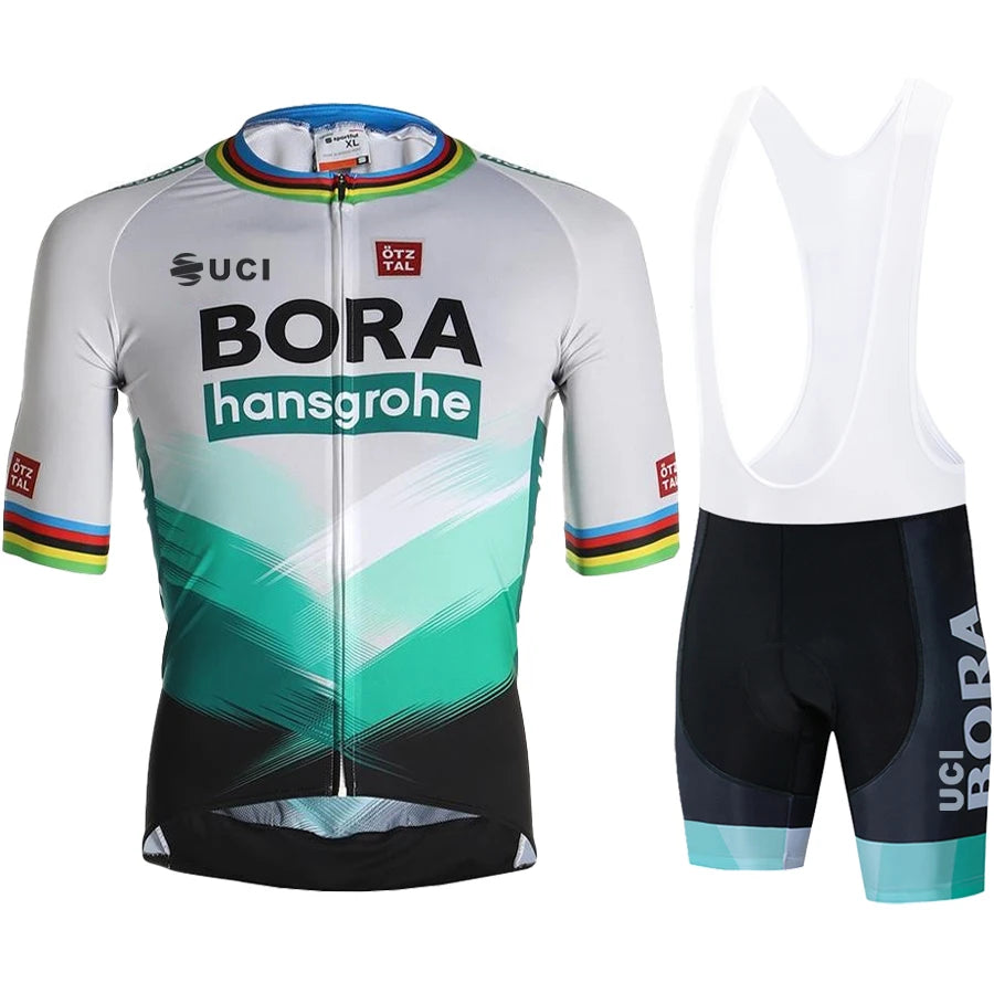 Men's Cycling Clothing Uniform Man Jersey Pro Team 2023 UCI BORA Bike Mtb Clothes Suit Complete Outfit Male Pants Blouse Bib Set