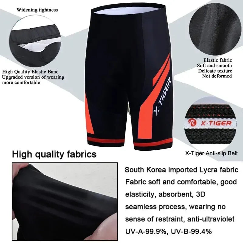 X-TIGER Cycling Shorts Men Gel Pad Bicycle Clothes MTB Road Bike Pants Anti-slip Leg Grips Bike Shorts Summer Outfit Clothes